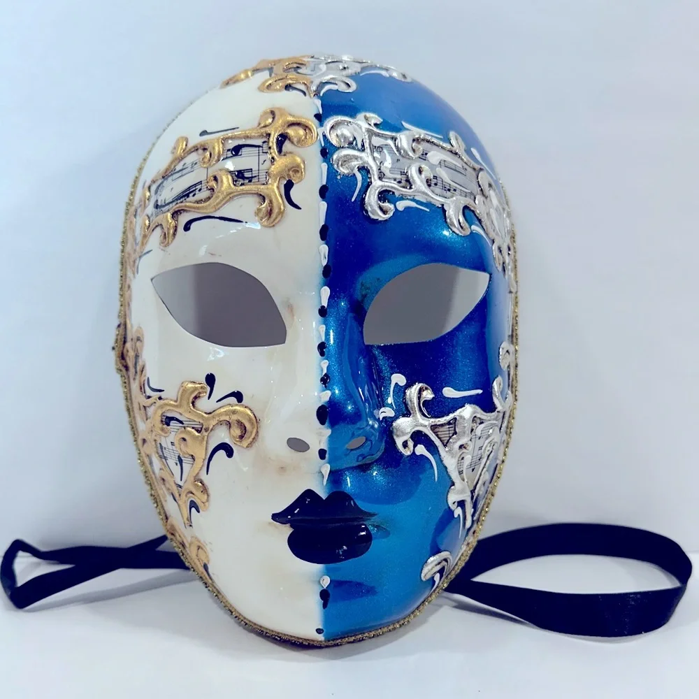 Venetian Mask - Volto Day Night Blue & Gold Genuine 930 VG